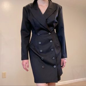 Vintage Made in USA 70s Washable Suit Dress Pointy Collar Fitted Secretary Boss